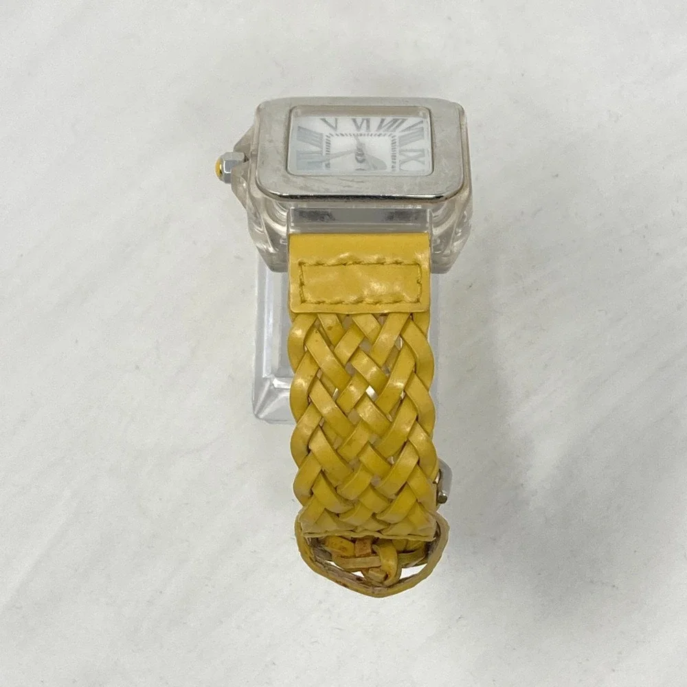 Furla Watch Women 36mm Silver Tone Braided Band Mustard WR New Battery 8.5